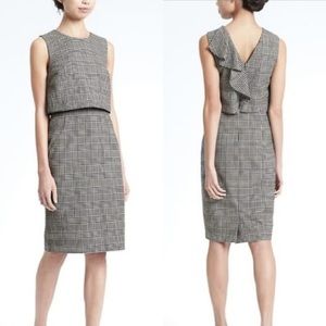 Banana Republic sheath sleeveless ruffle body con work dress knee-length sz 0